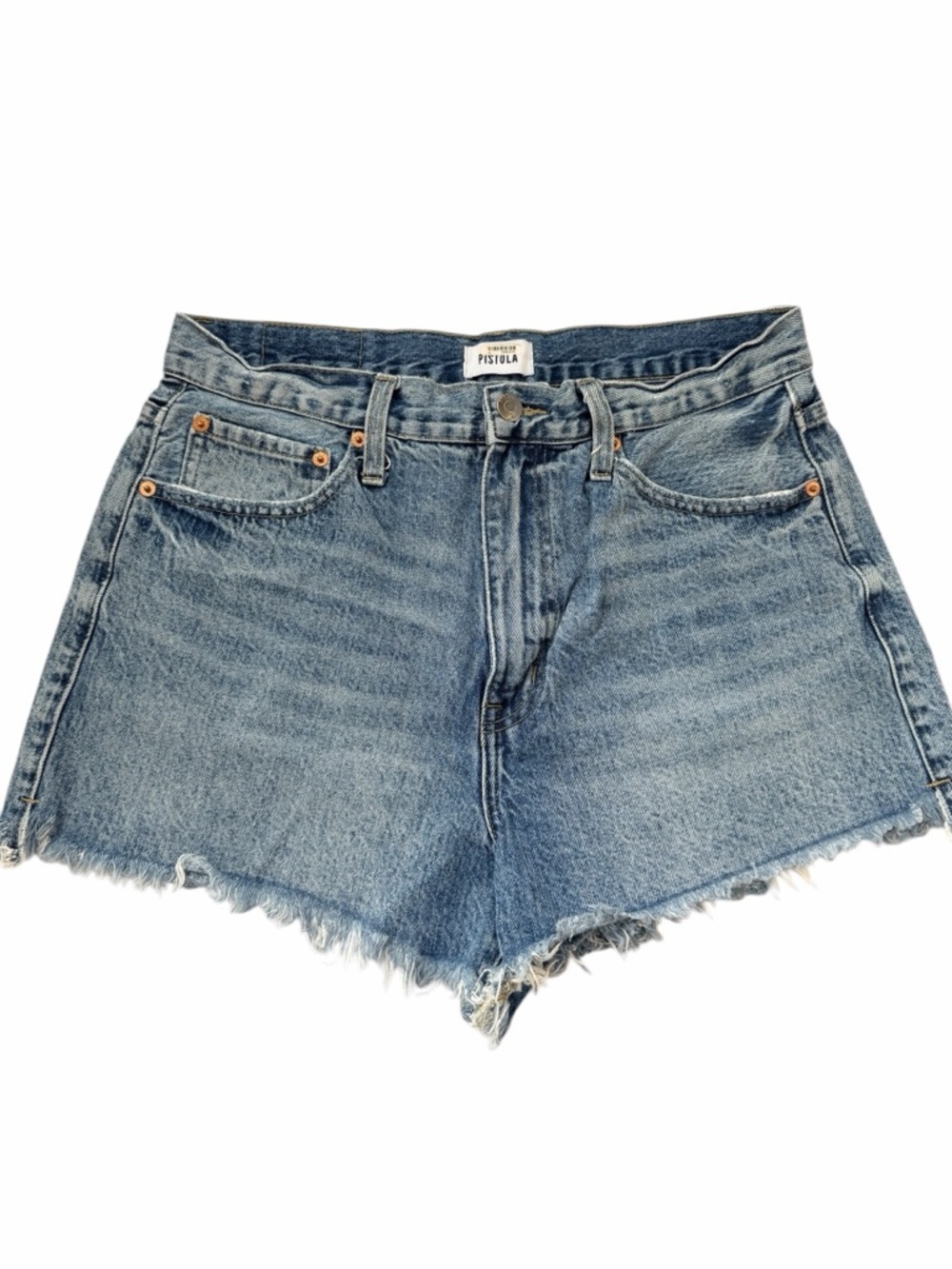 Pistola Denim Cutoff Shorts Size 30 Light Wash Raw Hem Mid Rise Festival Summer